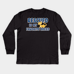 Rescued Is My Favorite Breed (CAT) Kids Long Sleeve T-Shirt